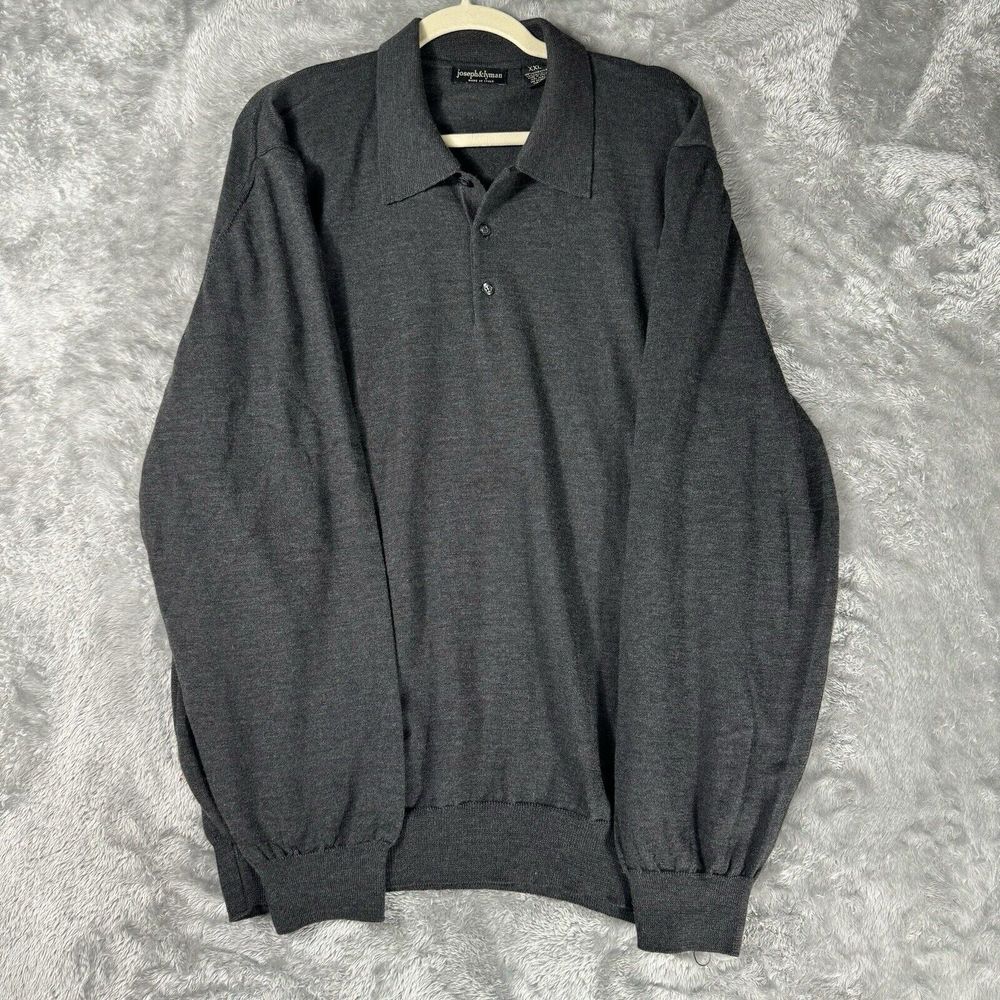 MENS‎ JOSEPH & LYMAN CREWNECK SWEATER SIZE XXL 100% MERINO WOOL Black